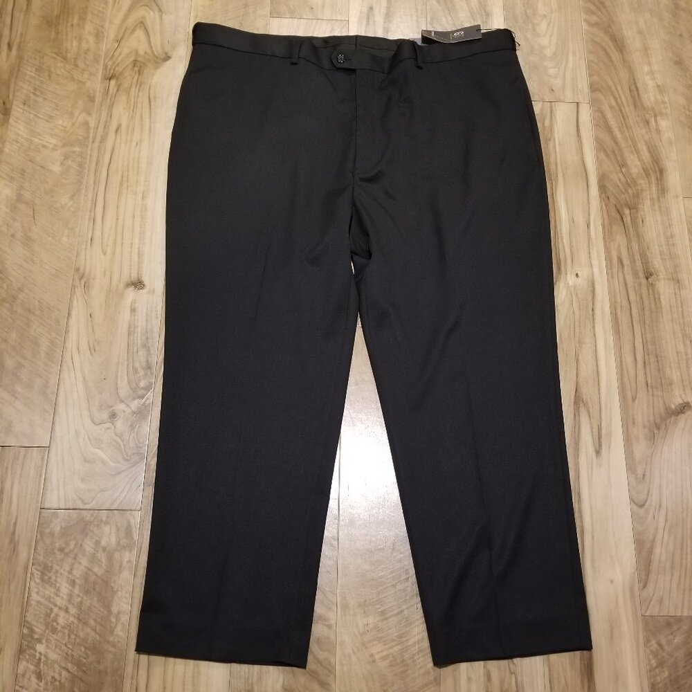 New GS Mens 50x30 Flat Front Black Dress Pants Big Tall Performance Career Pant